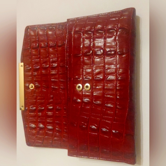 Brahmin Handbags - BRAHMIN RED WALLET w/a check book holder. 8 X 4 inches Good Used Condition